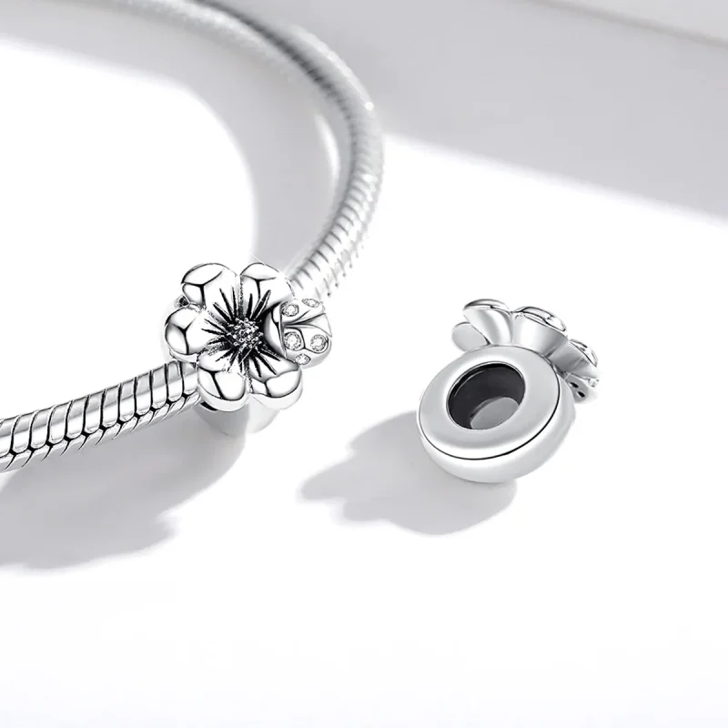 (bilde for) Pandora Style Silver Blooming Flower Charm - SCC1722 - Vis 4