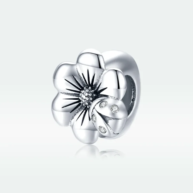 (bilde for) Pandora Style Silver Blooming Flower Charm - SCC1722 - Vis 5