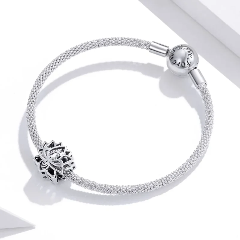(bilde for) Pandora Style Silver Blooming Lotus Charm - SCC1724 - Vis 3