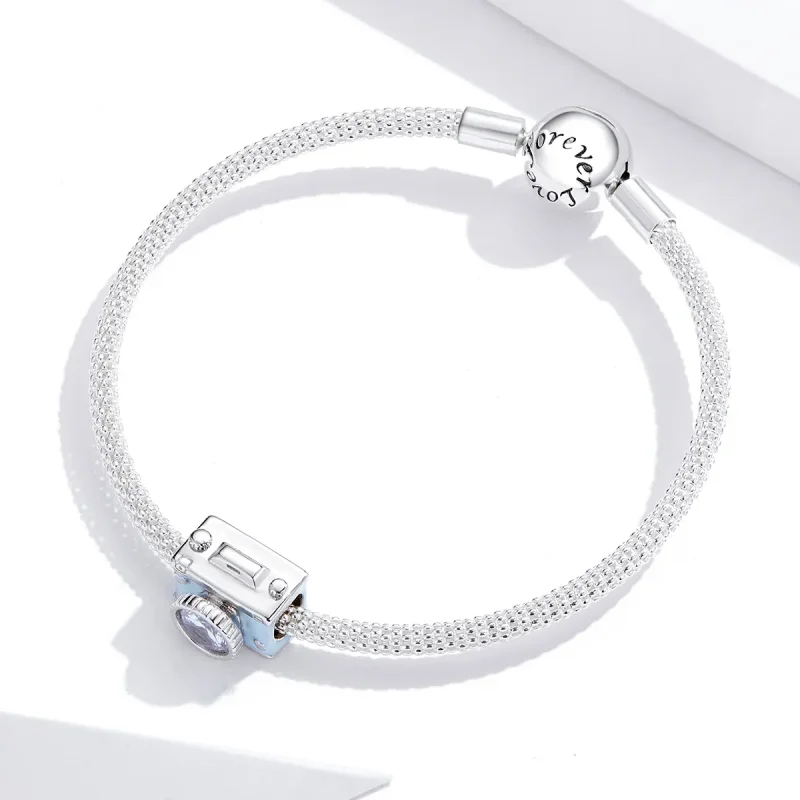 (bilde for) Pandora Style Silver Blue Camera Charm - BSC264 - Vis 3