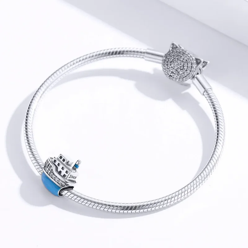 (bilde for) Pandora Style Silver Blue Cruise Ship Charm - SCC1379 - Vis 2