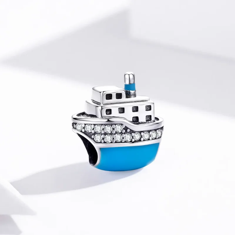 (bilde for) Pandora Style Silver Blue Cruise Ship Charm - SCC1379 - Vis 3