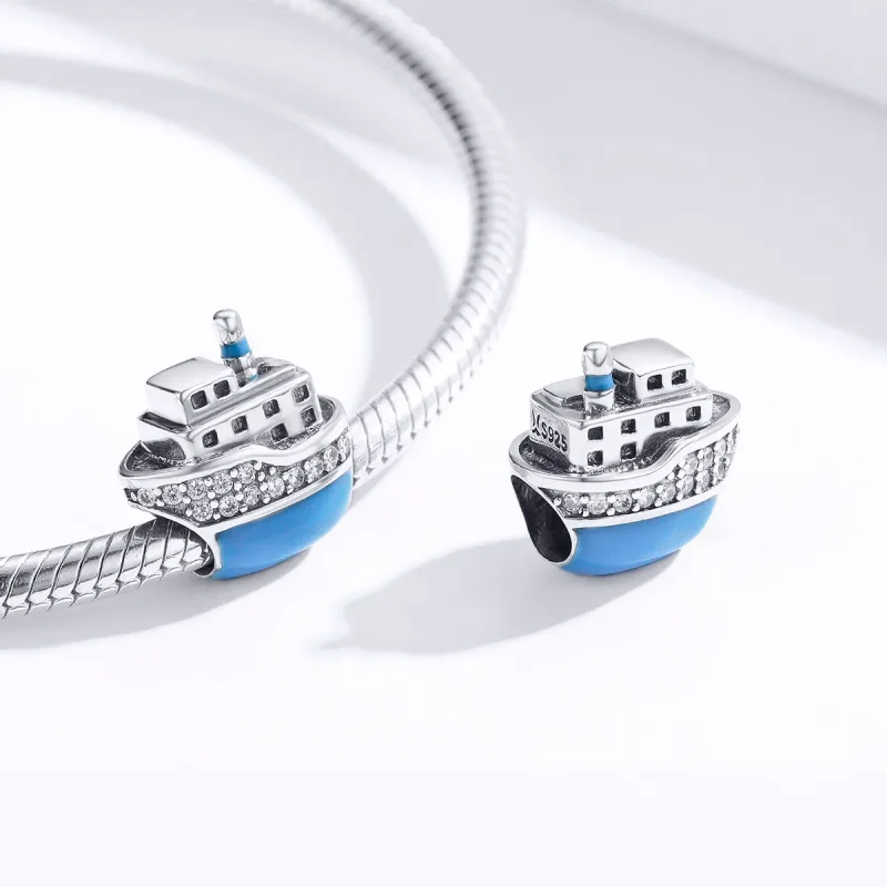 (bilde for) Pandora Style Silver Blue Cruise Ship Charm - SCC1379 - Vis 4