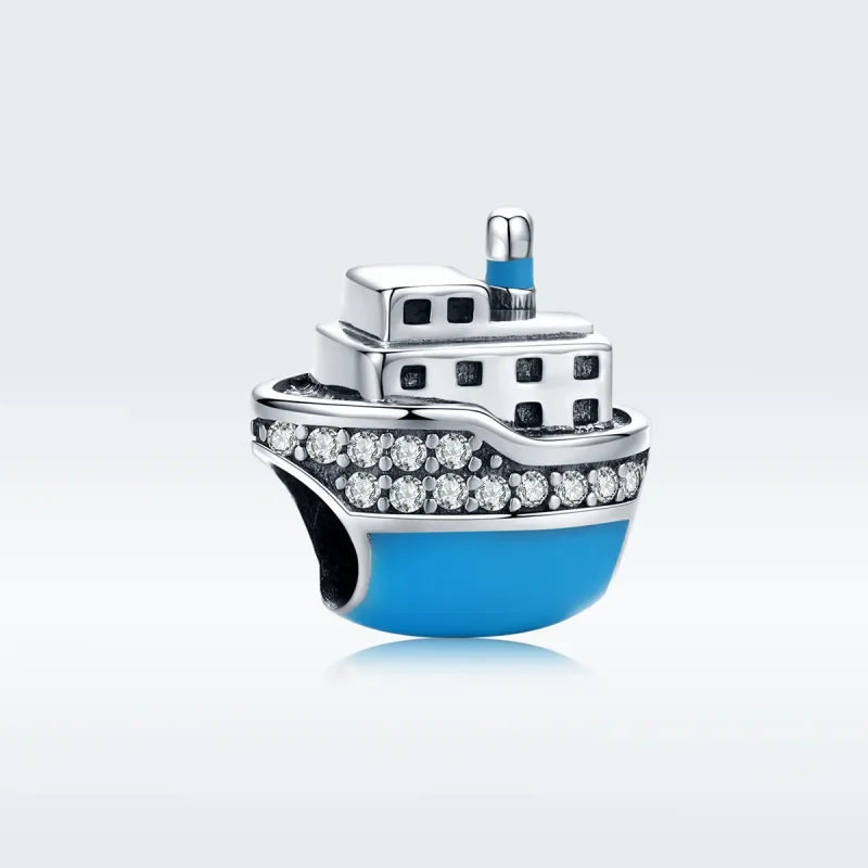 (bilde for) Pandora Style Silver Blue Cruise Ship Charm - SCC1379 - Vis 5