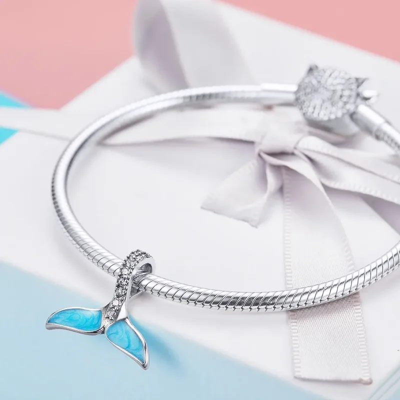 (bilde for) Pandora Style Silver Blue Fishtail Charm - SCC1067 - Vis 3