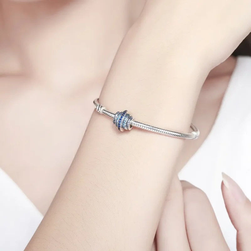 (bilde for) Pandora Style Silver Blue Rhythm Charm - SCC129 - Vis 2