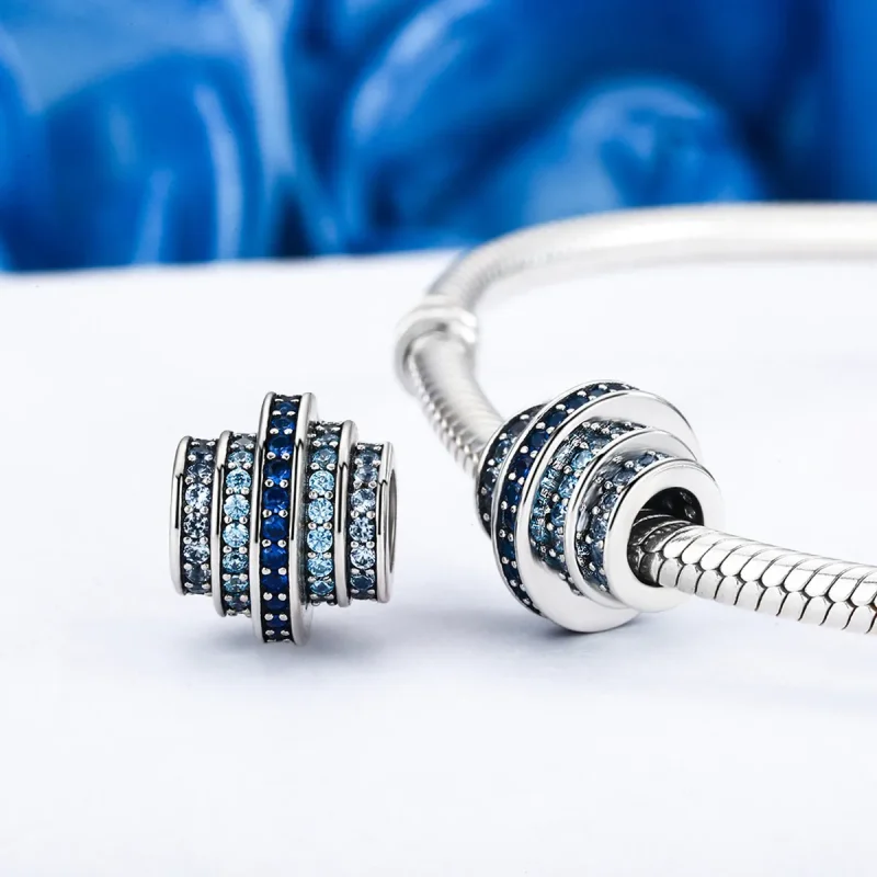 (bilde for) Pandora Style Silver Blue Rhythm Charm - SCC129 - Vis 3