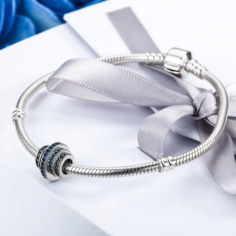 (bilde for) Pandora Style Silver Blue Rhythm Charm - SCC129 - Vis 4