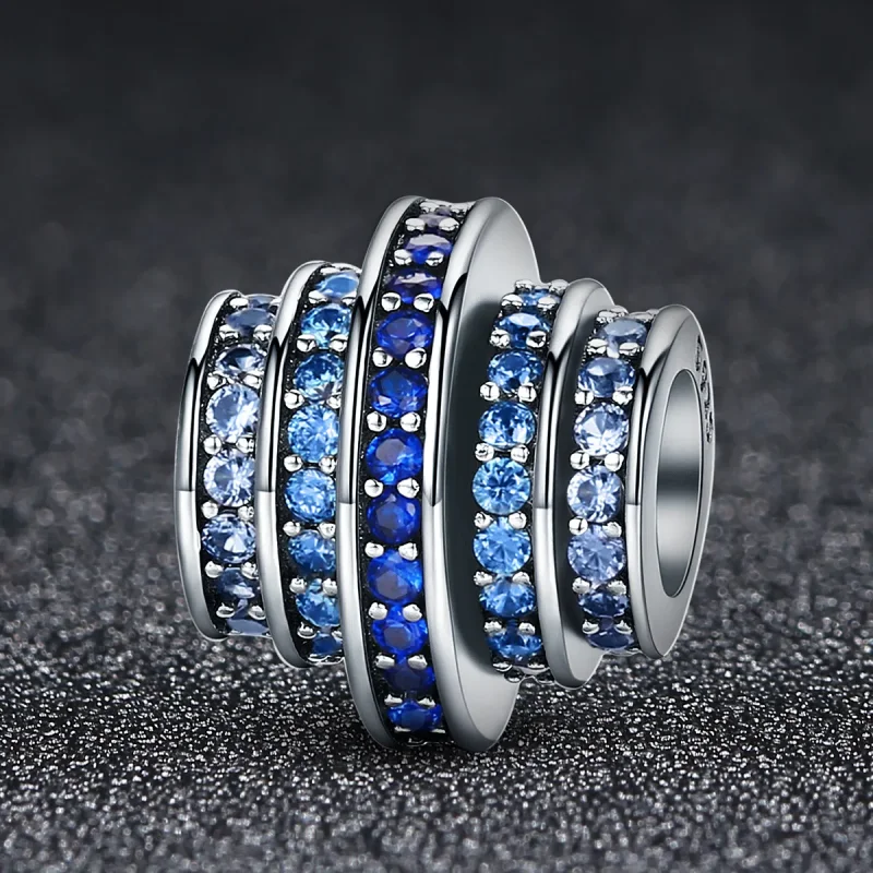 (bilde for) Pandora Style Silver Blue Rhythm Charm - SCC129 - Vis 6