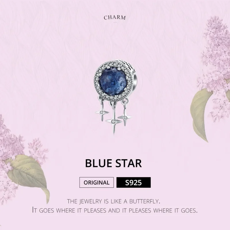 (bilde for) Pandora Style Silver Blue Star Charm - SCC1432 - Vis 6