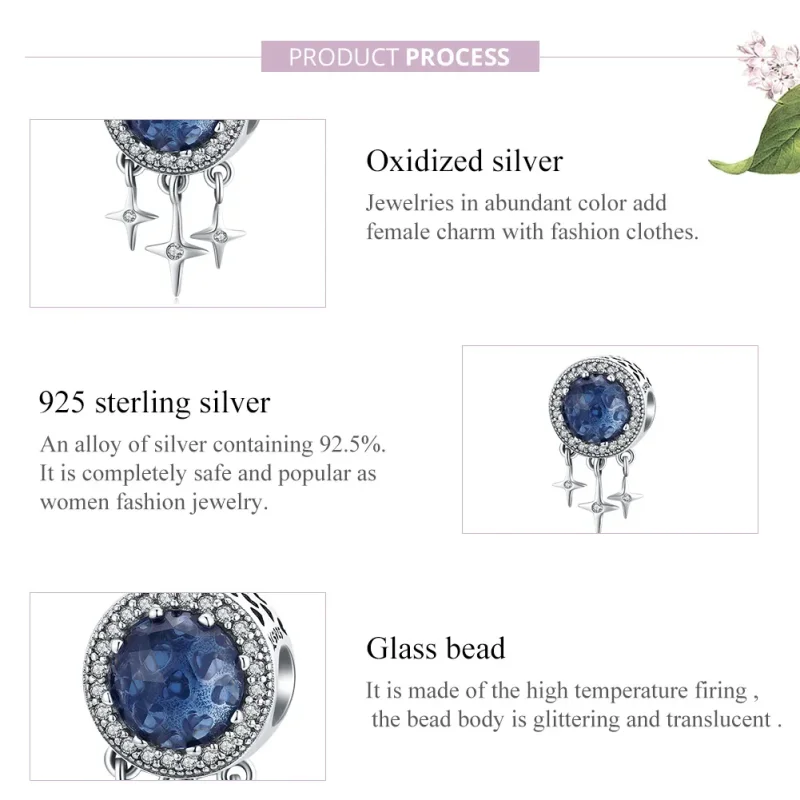 (bilde for) Pandora Style Silver Blue Star Charm - SCC1432 - Vis 8