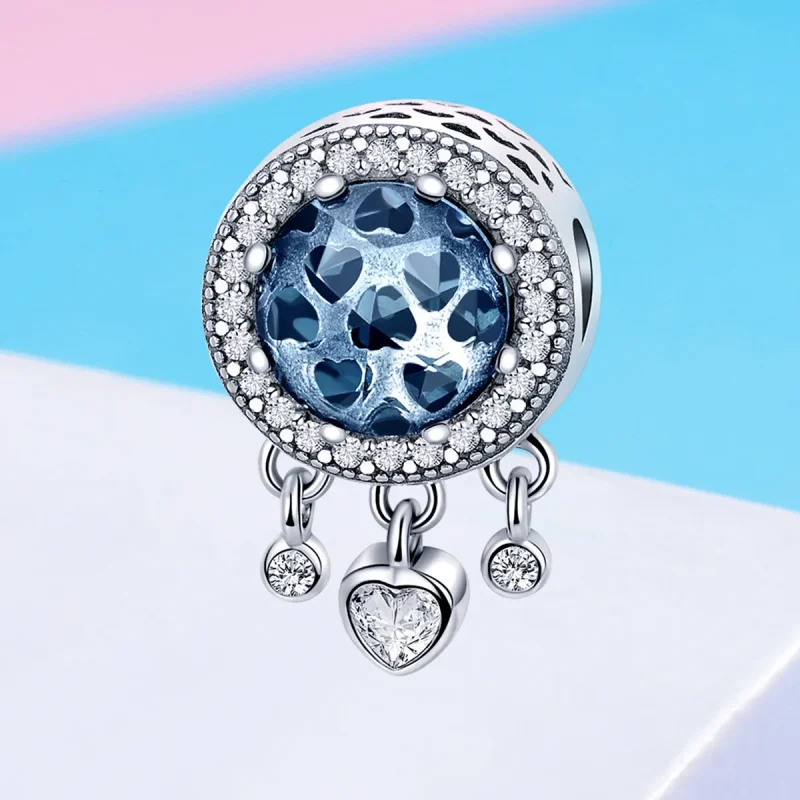 (bilde for) Pandora Style Silver Bright Crystal Heart Charm - SCC724 - Vis 4