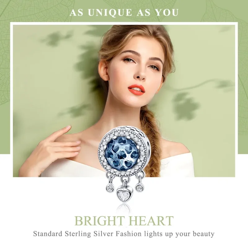 (bilde for) Pandora Style Silver Bright Crystal Heart Charm - SCC724 - Vis 6