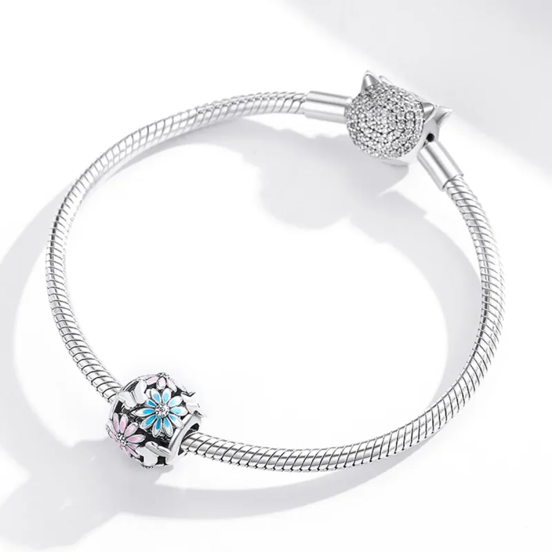 (bilde for) Pandora Style Silver Bright Daisies Charm - SCC1837 - Vis 3
