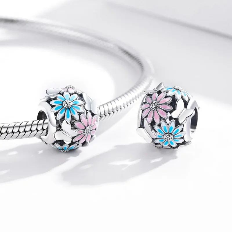(bilde for) Pandora Style Silver Bright Daisies Charm - SCC1837 - Vis 4