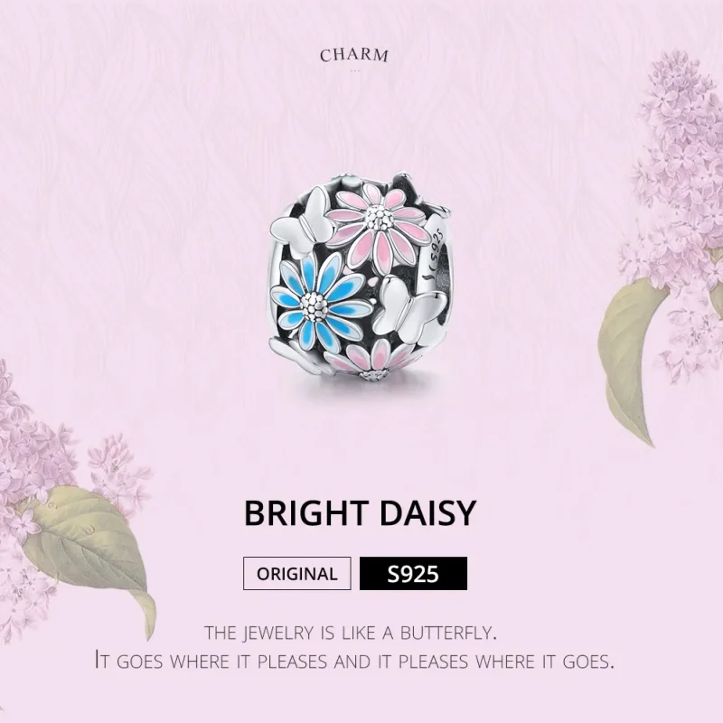 (bilde for) Pandora Style Silver Bright Daisies Charm - SCC1837 - Vis 7