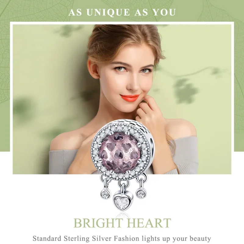 (bilde for) Pandora Style Silver Brilliant Heart Charm - SCC998 - Vis 6
