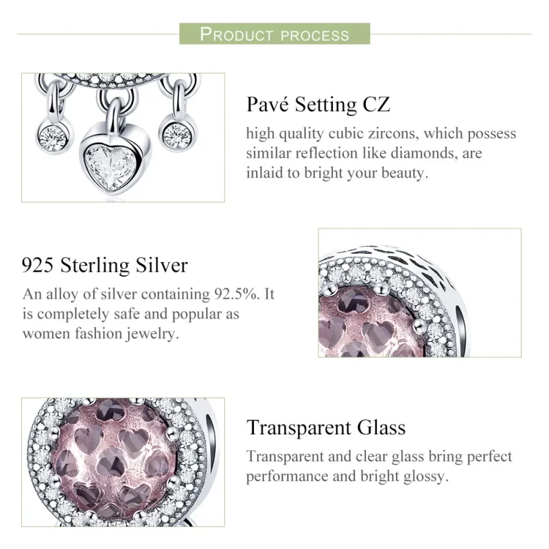 (bilde for) Pandora Style Silver Brilliant Heart Charm - SCC998 - Vis 7