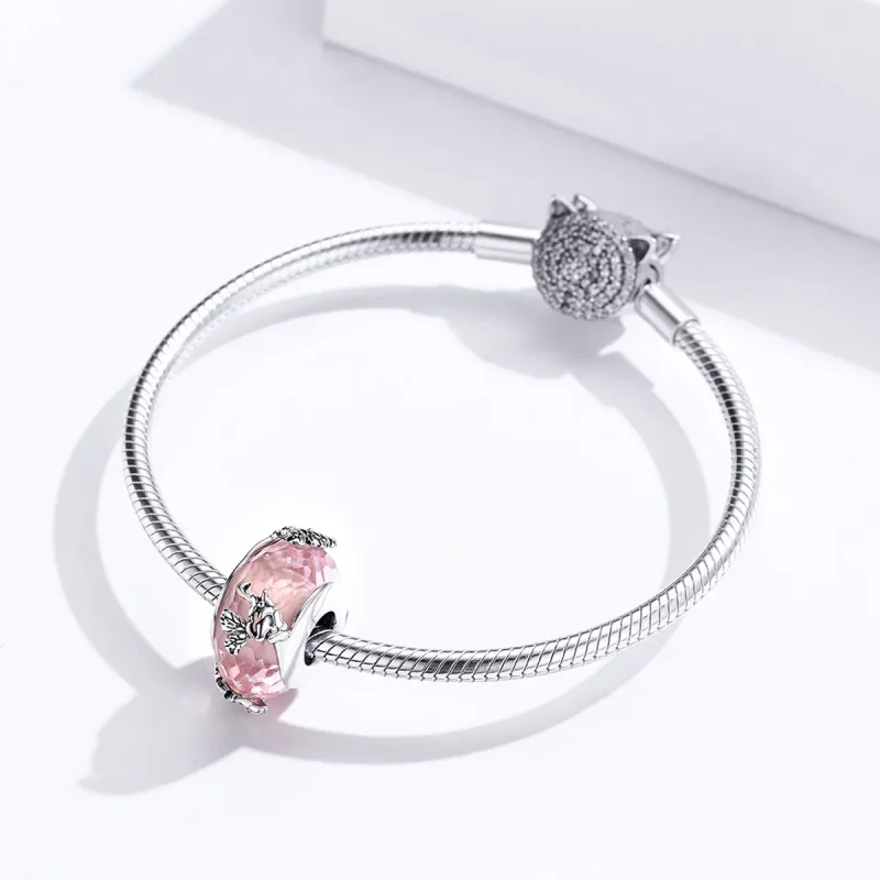 (bilde for) Pandora Style Silver Butterfly Murano Glass Charm - SCC1285 - Vis 3