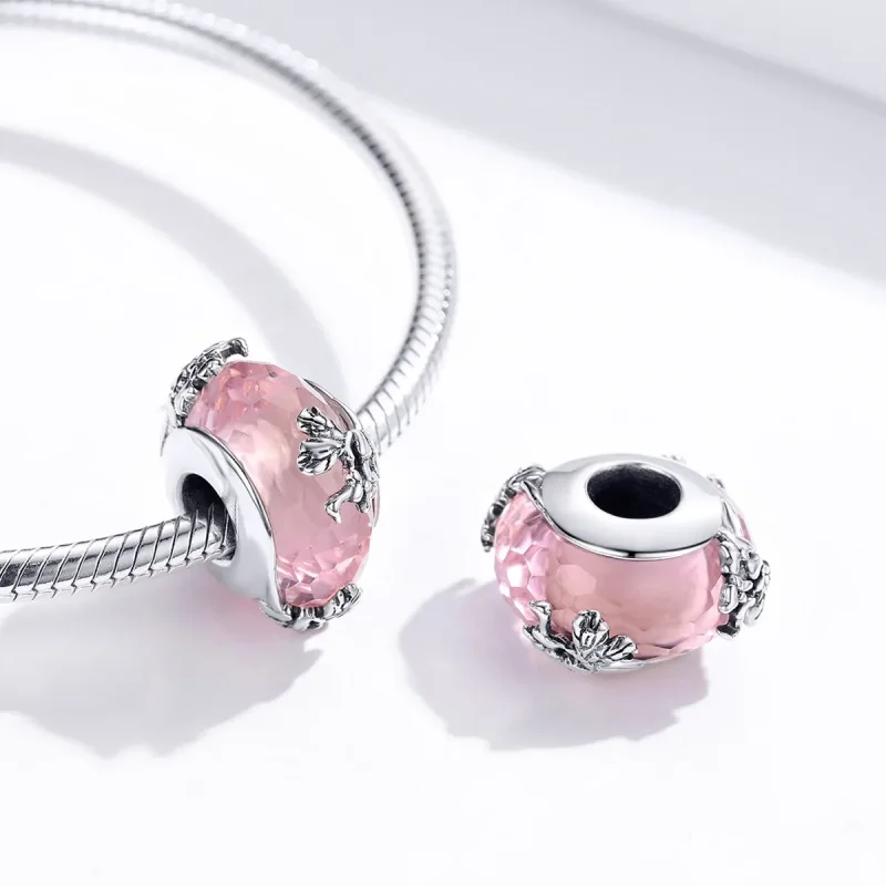 (bilde for) Pandora Style Silver Butterfly Murano Glass Charm - SCC1285 - Vis 4