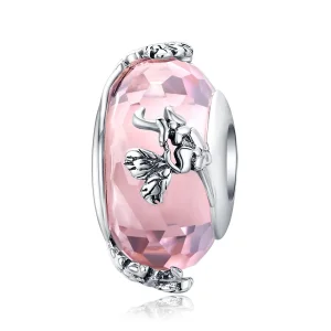 (bilde for) Pandora Style Silver Butterfly Murano Glass Charm - SCC1285