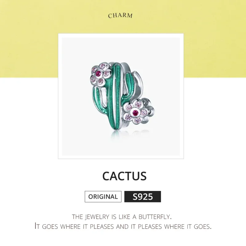 (bilde for) Pandora Style Silver Cactus Charm - BSC261 - Vis 6