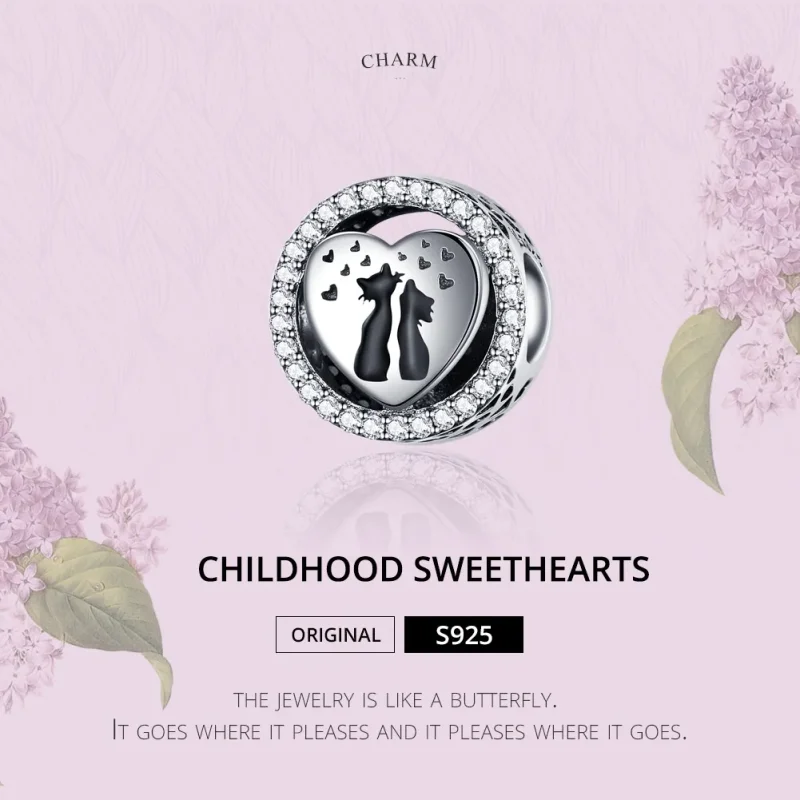 (bilde for) Pandora Style Silver Cat Love Charm - SCC1188 - Vis 2