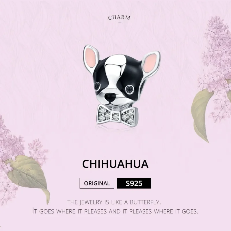 (bilde for) Pandora Style Silver Chihuahua Charm - SCC1310 - Vis 2