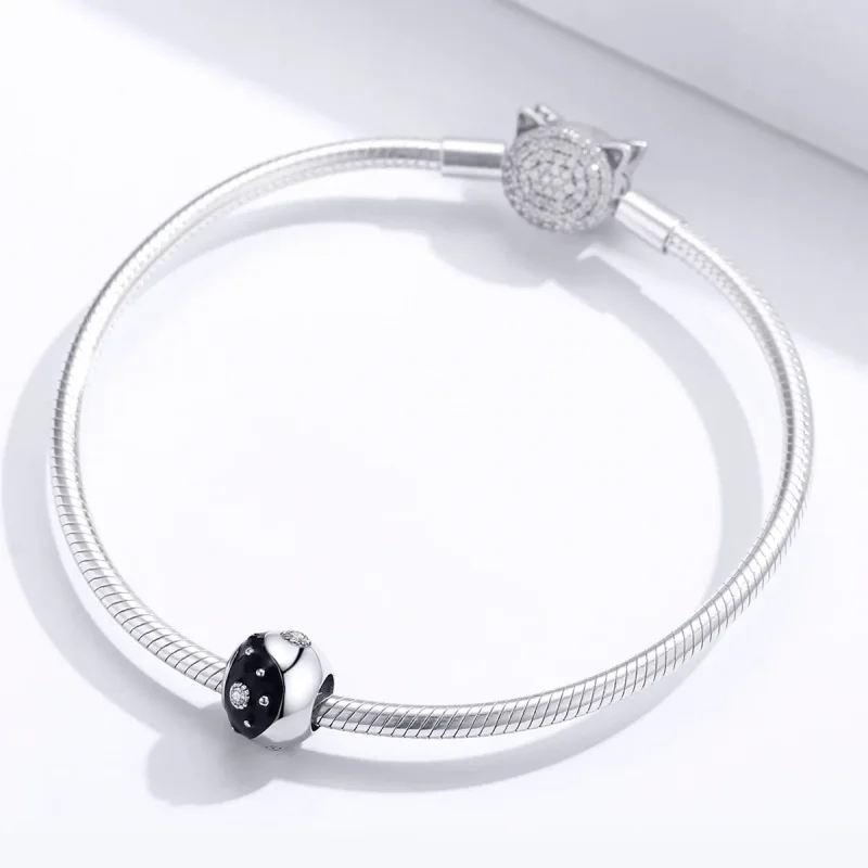 (bilde for) Pandora Style Silver Chinoiserie Yin Yang Charm - BSC192 - Vis 3
