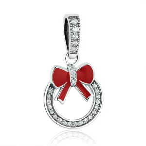(bilde for) Pandora Style Silver Christmas Wreath Dingle - SCC077
