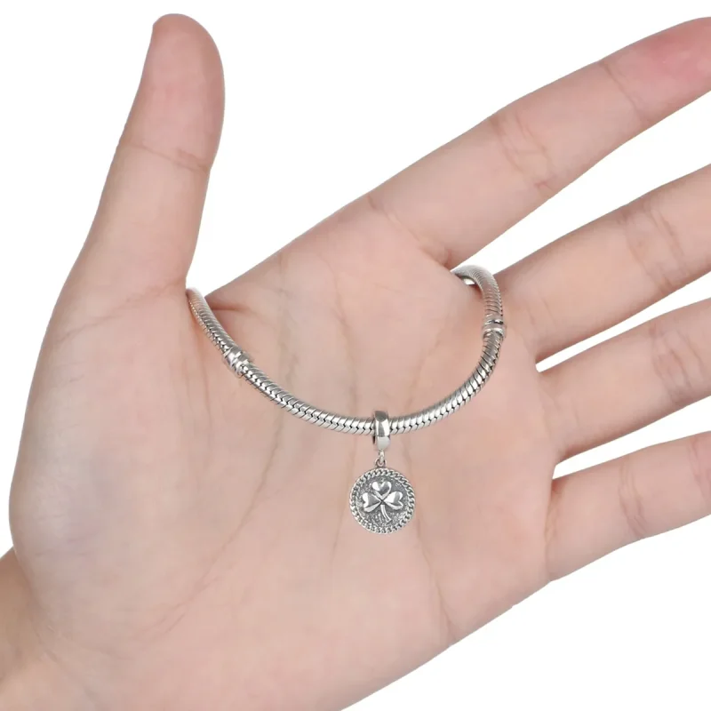 (bilde for) Pandora Style Silver Clover Dingle - SCC039 - Vis 5