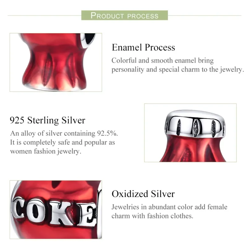 (bilde for) Pandora Style Silver Coca Cola Charm - SCC1159 - Vis 4