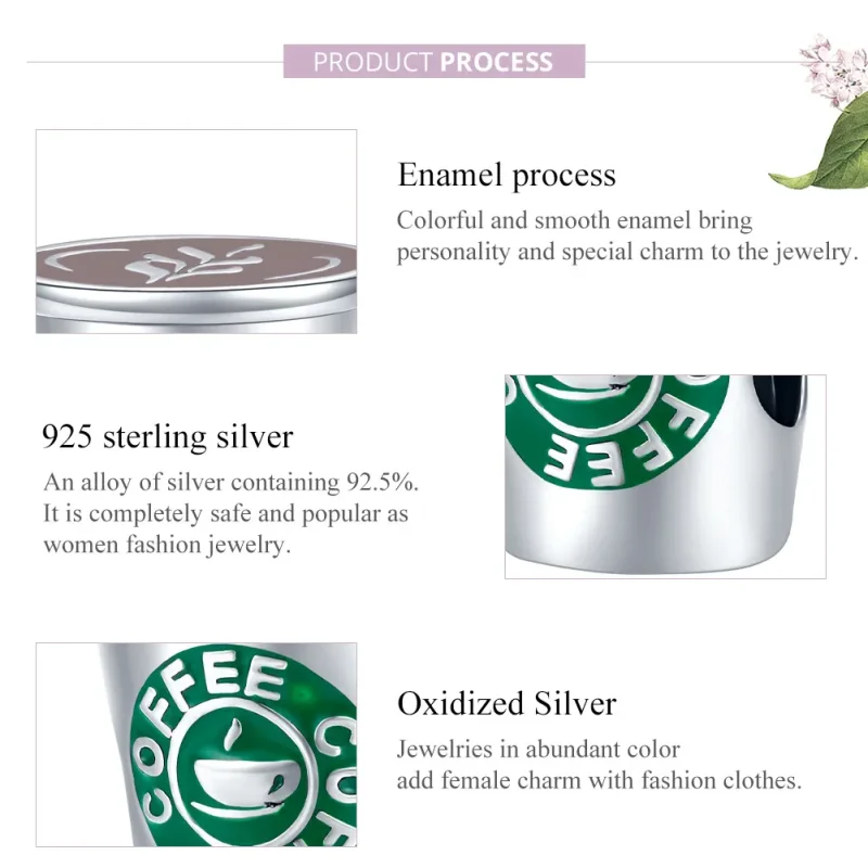 (bilde for) Pandora Style Silver Coffee Time Charm - SCC1545 - Vis 8