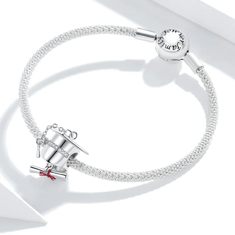 (bilde for) Pandora Style Silver College Graduation Cap Charm - BSC357 - Vis 3