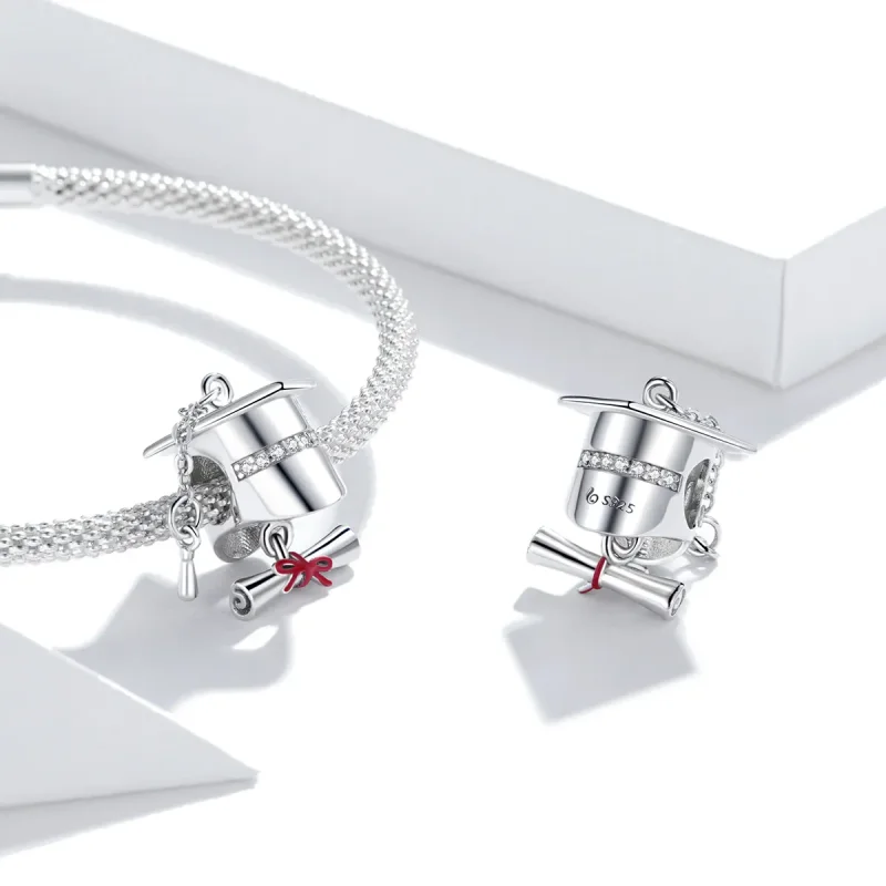 (bilde for) Pandora Style Silver College Graduation Cap Charm - BSC357 - Vis 4