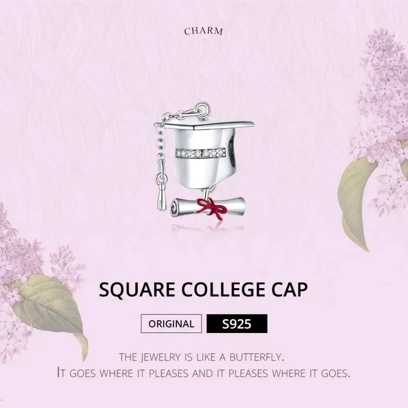 (bilde for) Pandora Style Silver College Graduation Cap Charm - BSC357 - Vis 6