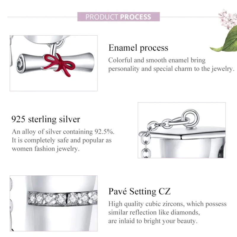 (bilde for) Pandora Style Silver College Graduation Cap Charm - BSC357 - Vis 8