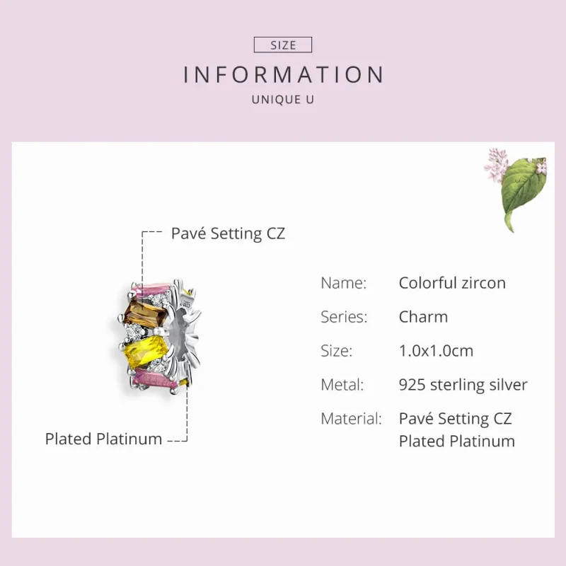 (bilde for) Pandora Style Silver Colorful Zirconium Spacer - SCC1182 - Vis 3