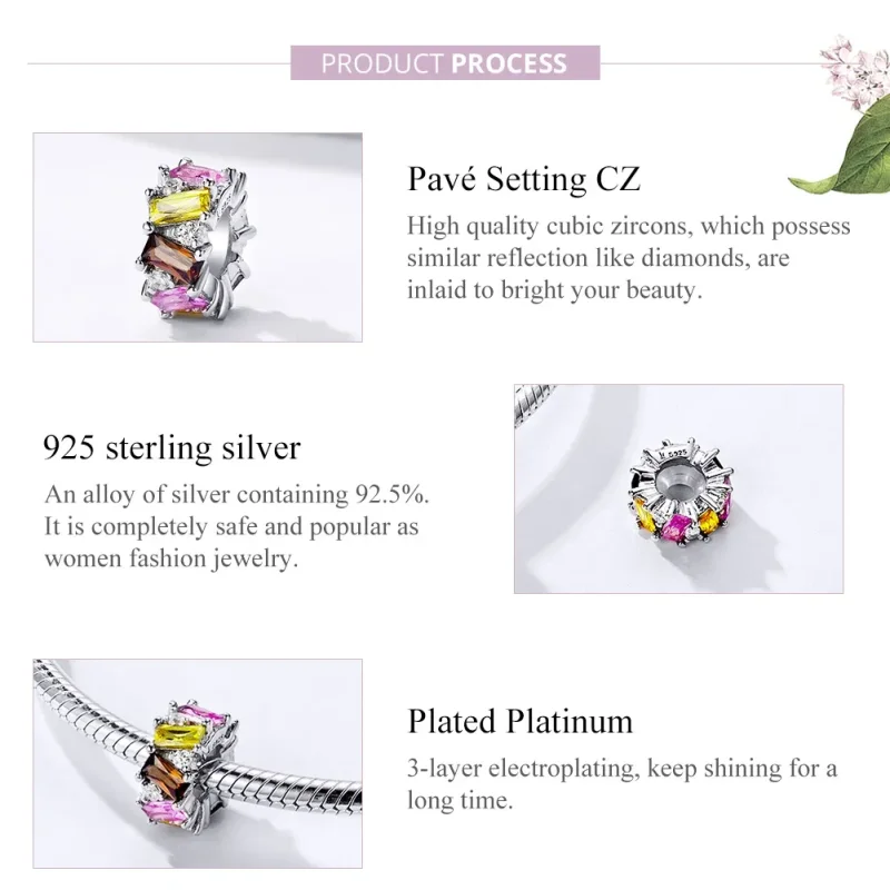 (bilde for) Pandora Style Silver Colorful Zirconium Spacer - SCC1182 - Vis 4