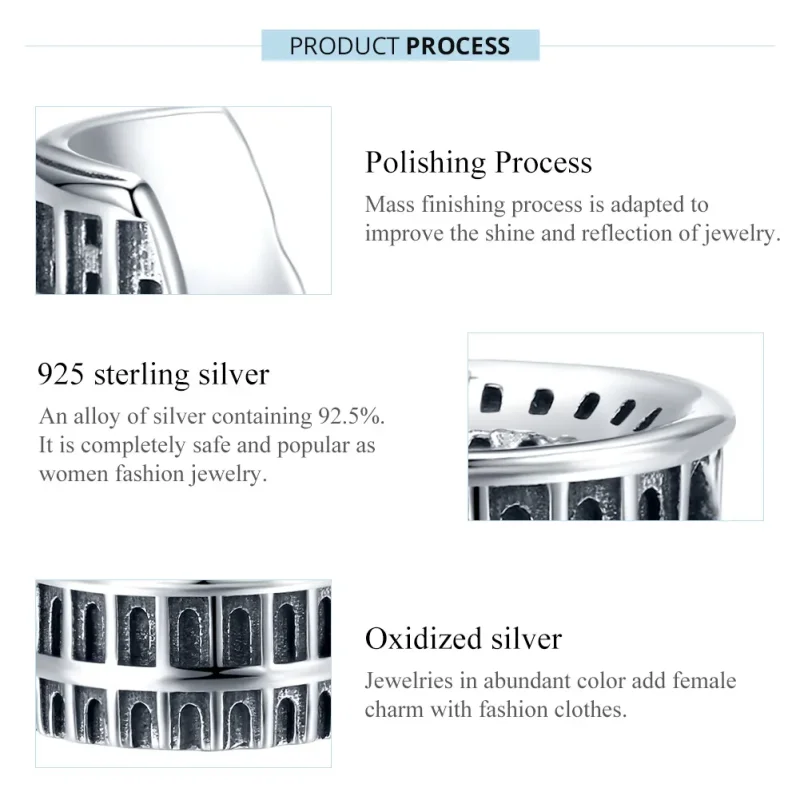 (bilde for) Pandora Style Silver Colosseum Charm - SCC1543 - Vis 7