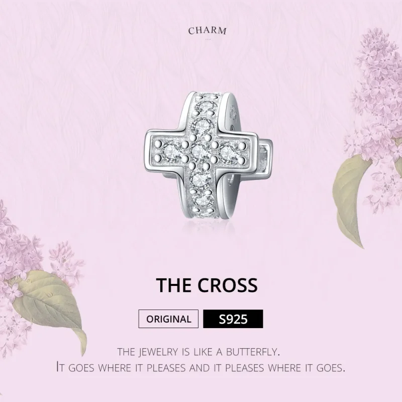 (bilde for) Pandora Style Silver Cross Charm - SCC1292 - Vis 2