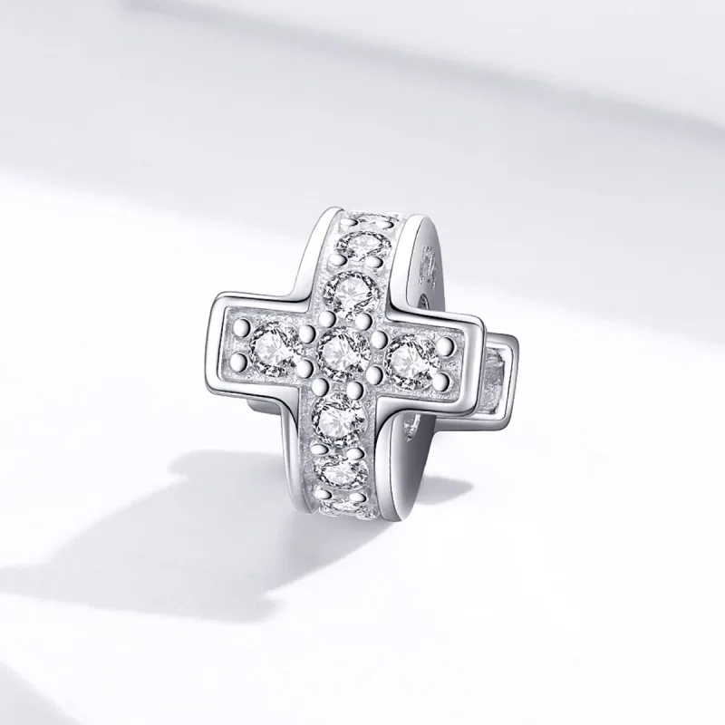 (bilde for) Pandora Style Silver Cross Charm - SCC1292 - Vis 3