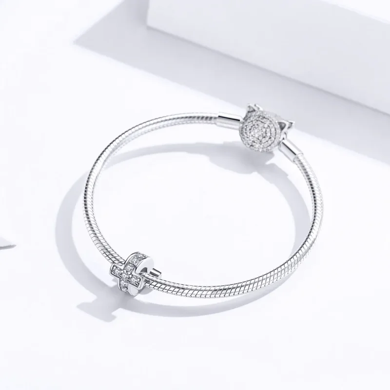 (bilde for) Pandora Style Silver Cross Charm - SCC1292 - Vis 4