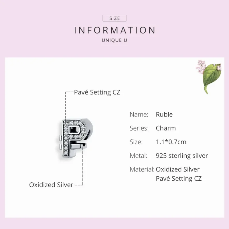 (bilde for) Pandora Style Silver Currency Ruble Charm - SCC1271 - Vis 3