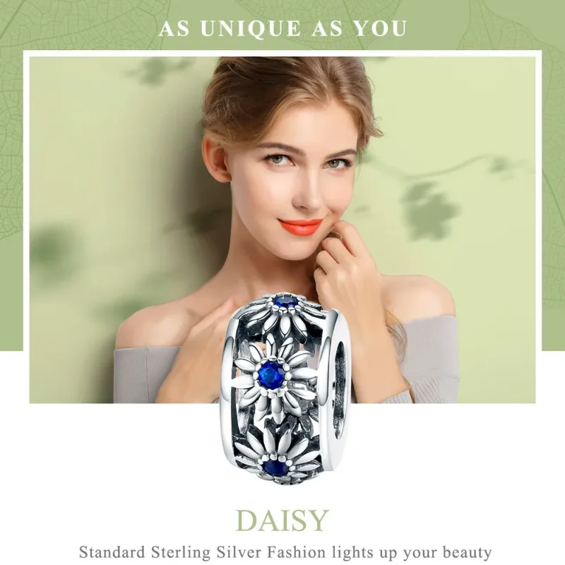 (bilde for) Pandora Style Silver Daisy Spacer - SCC1118 - Vis 2