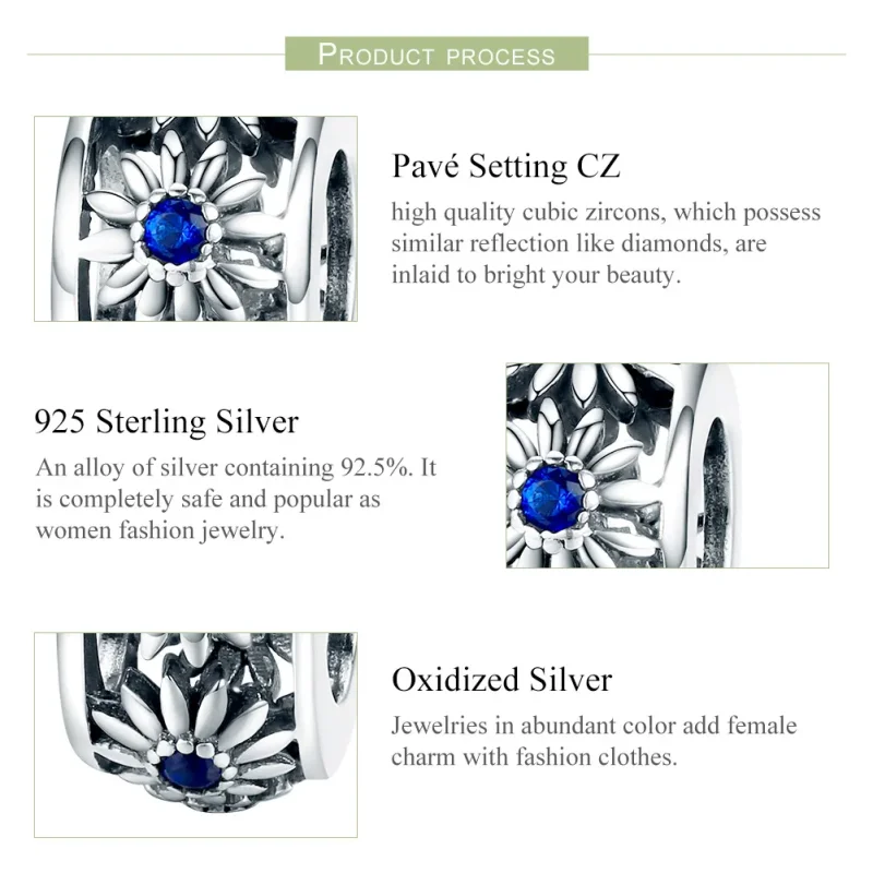 (bilde for) Pandora Style Silver Daisy Spacer - SCC1118 - Vis 5