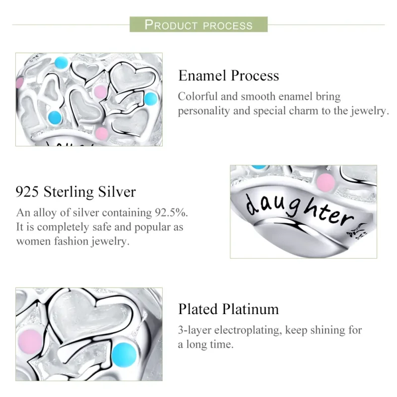 (bilde for) Pandora Style Silver Daughter Charm - SCC1152 - Vis 4