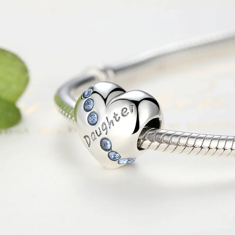(bilde for) Pandora Style Silver Daughter Heart Charm - SCC007 - Vis 4