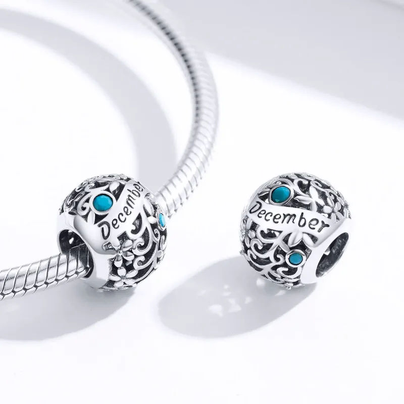 (bilde for) Pandora Style Silver December Birthstone Charm - SCC1385-12 - Vis 2