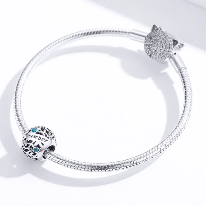 (bilde for) Pandora Style Silver December Birthstone Charm - SCC1385-12 - Vis 3